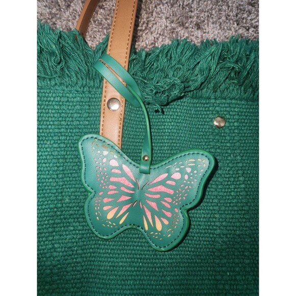 Green fringe cloth purse butterfly charm - Picture 7 of 7
